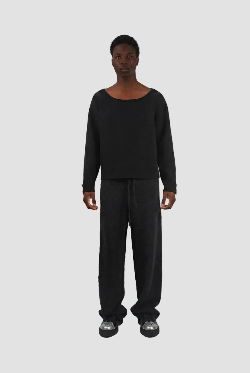 Clasp Wide Neck Long Sleeve Top