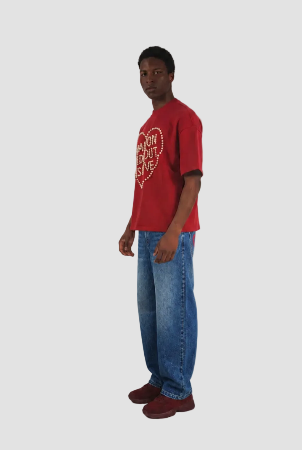 Overlap Embroidered Pocket Jeans