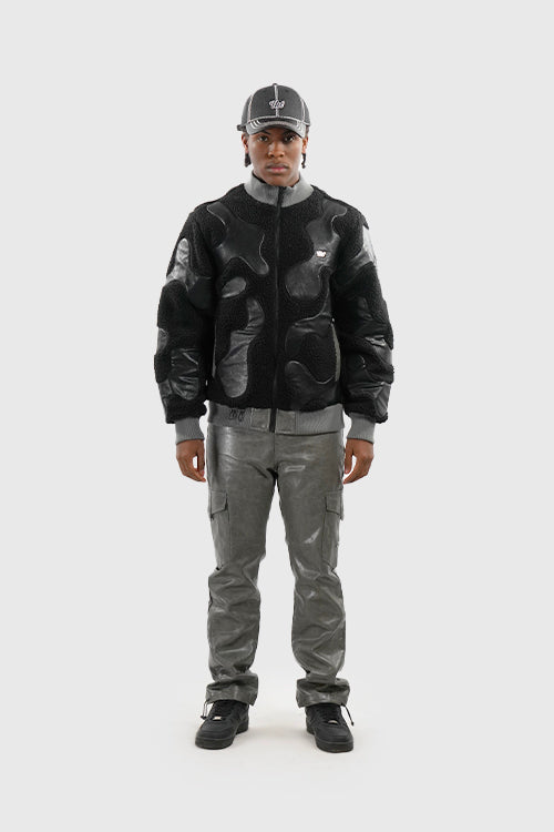 Sherpa & Faux Leather Bomber Jacket - The Hideout Clothing