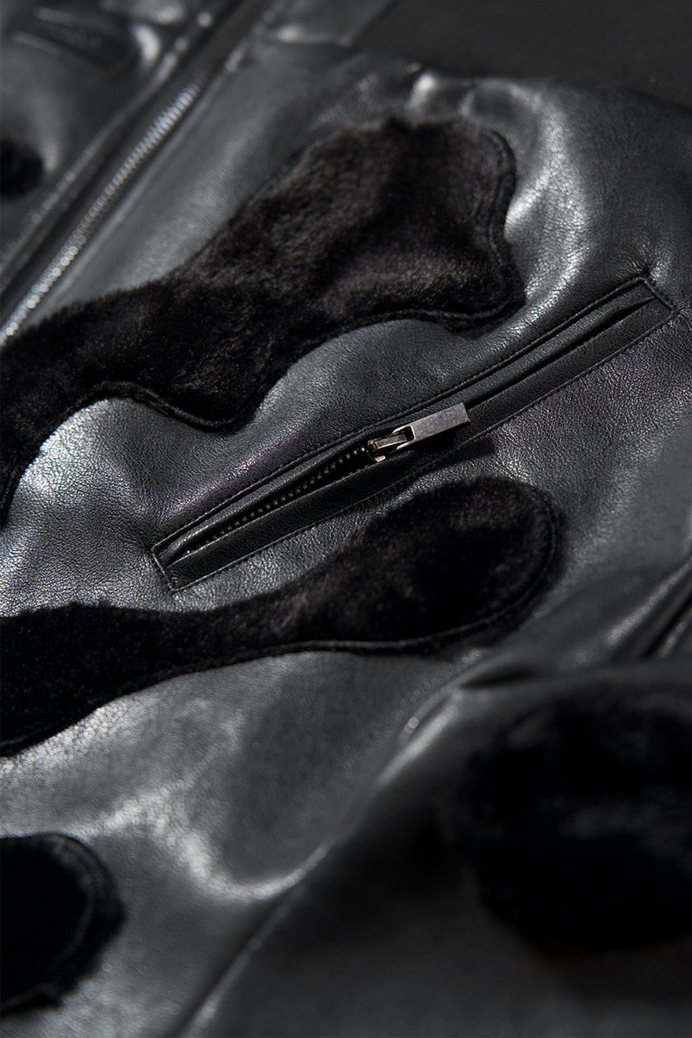 Camouflage Vegan Leather Bomber Jacket black