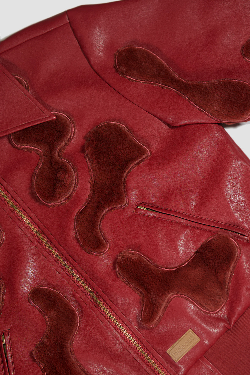 Camouflage Vegan Leather Bomber Jacket red