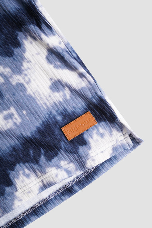 Cloud Pattern Short-Sleeve Knit Polo Shirt