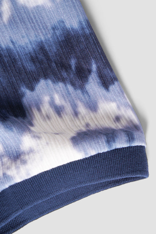 Cloud Pattern Short-Sleeve Knit Polo Shirt
