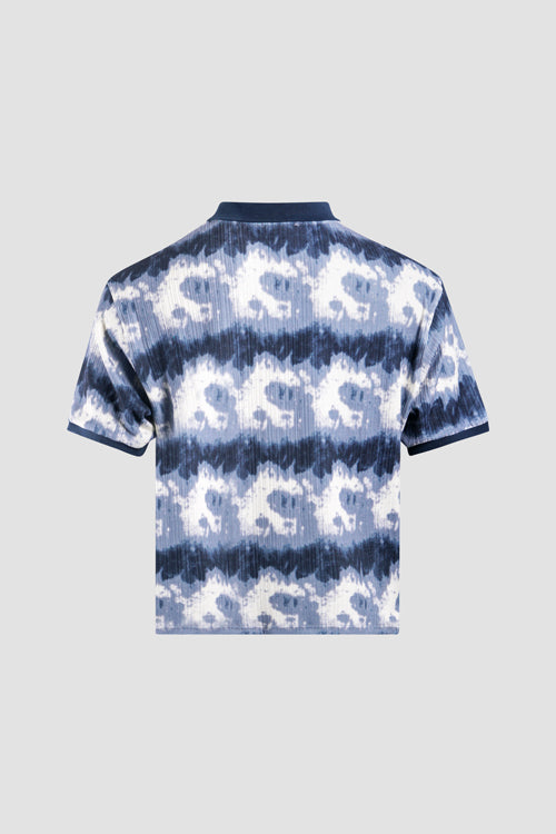 Cloud Pattern Short-Sleeve Knit Polo Shirt
