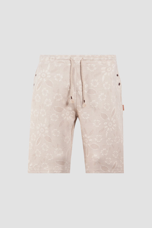 Flower Pattern Textured Knit Shorts