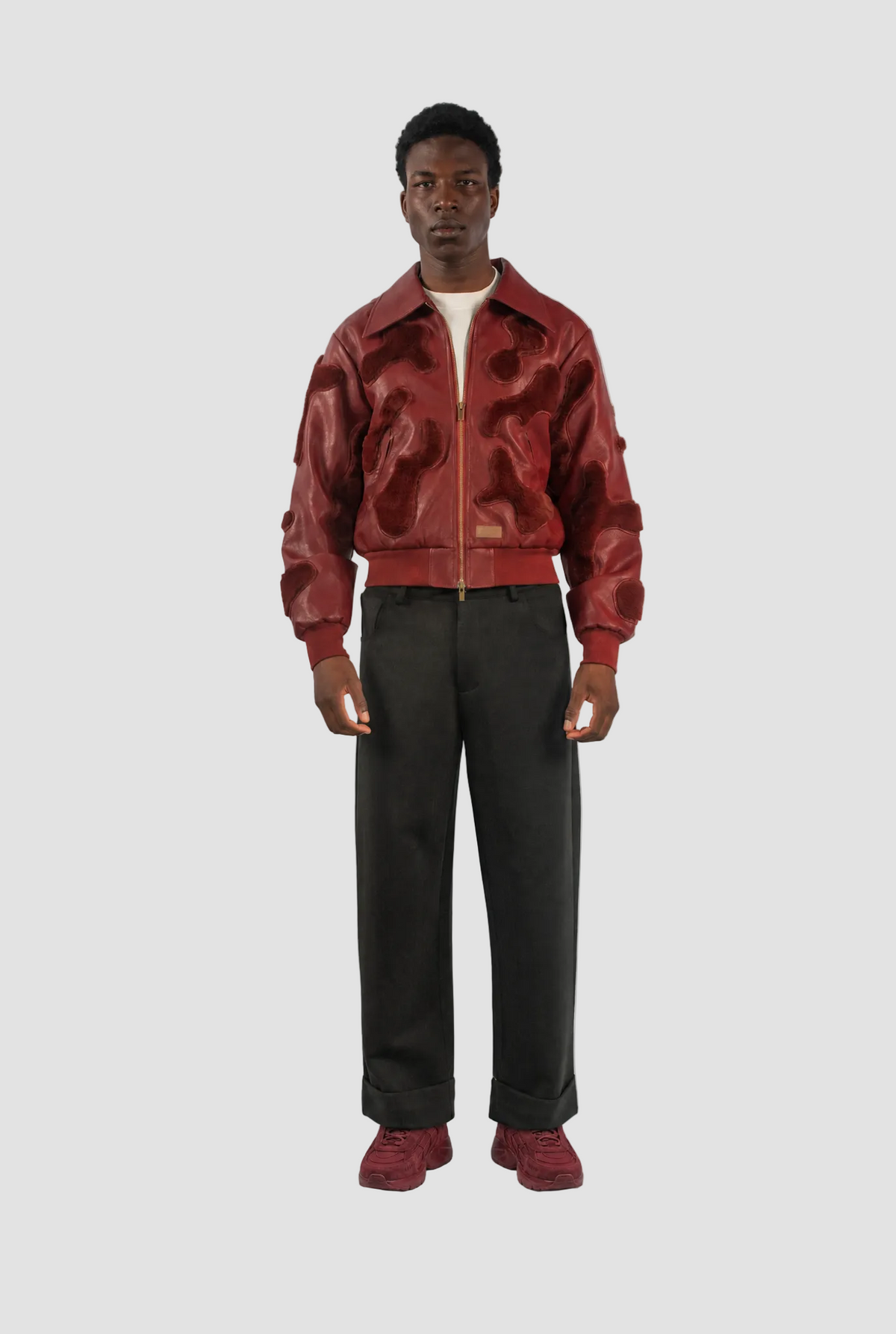 Camouflage Vegan Leather Bomber Jacket