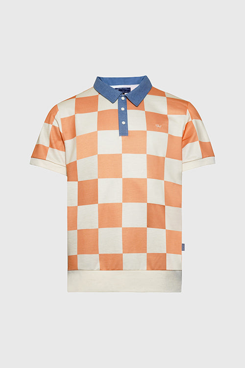 The Hideout Clothing - Denim Collar Checkered Polo