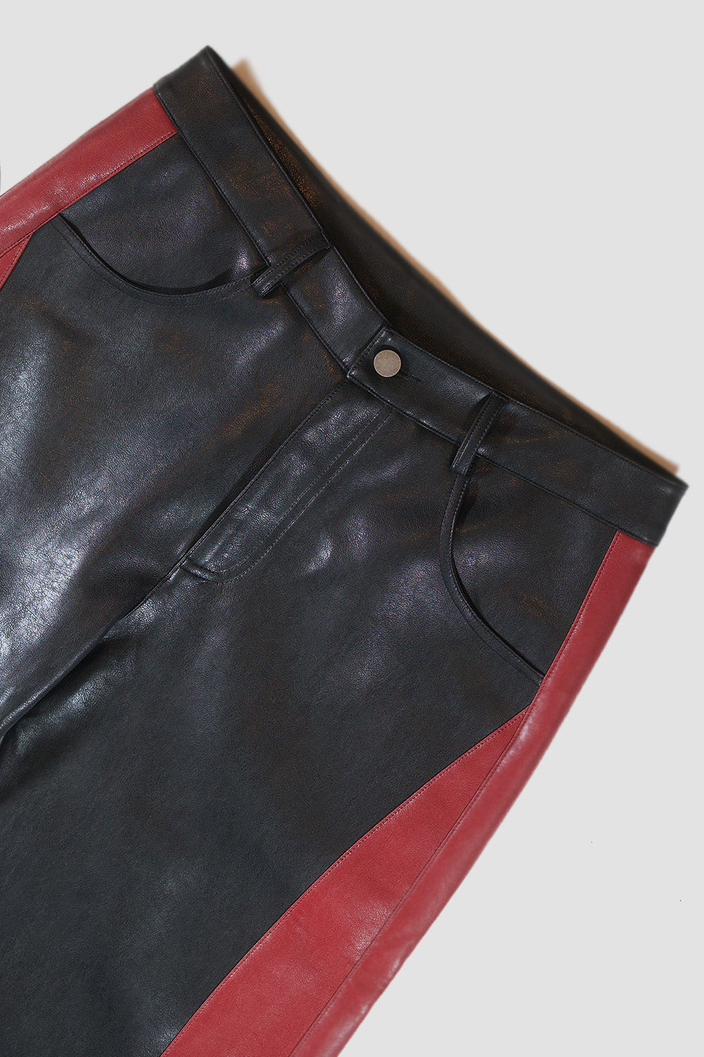 Panel Contrast Vegan Leather Pants