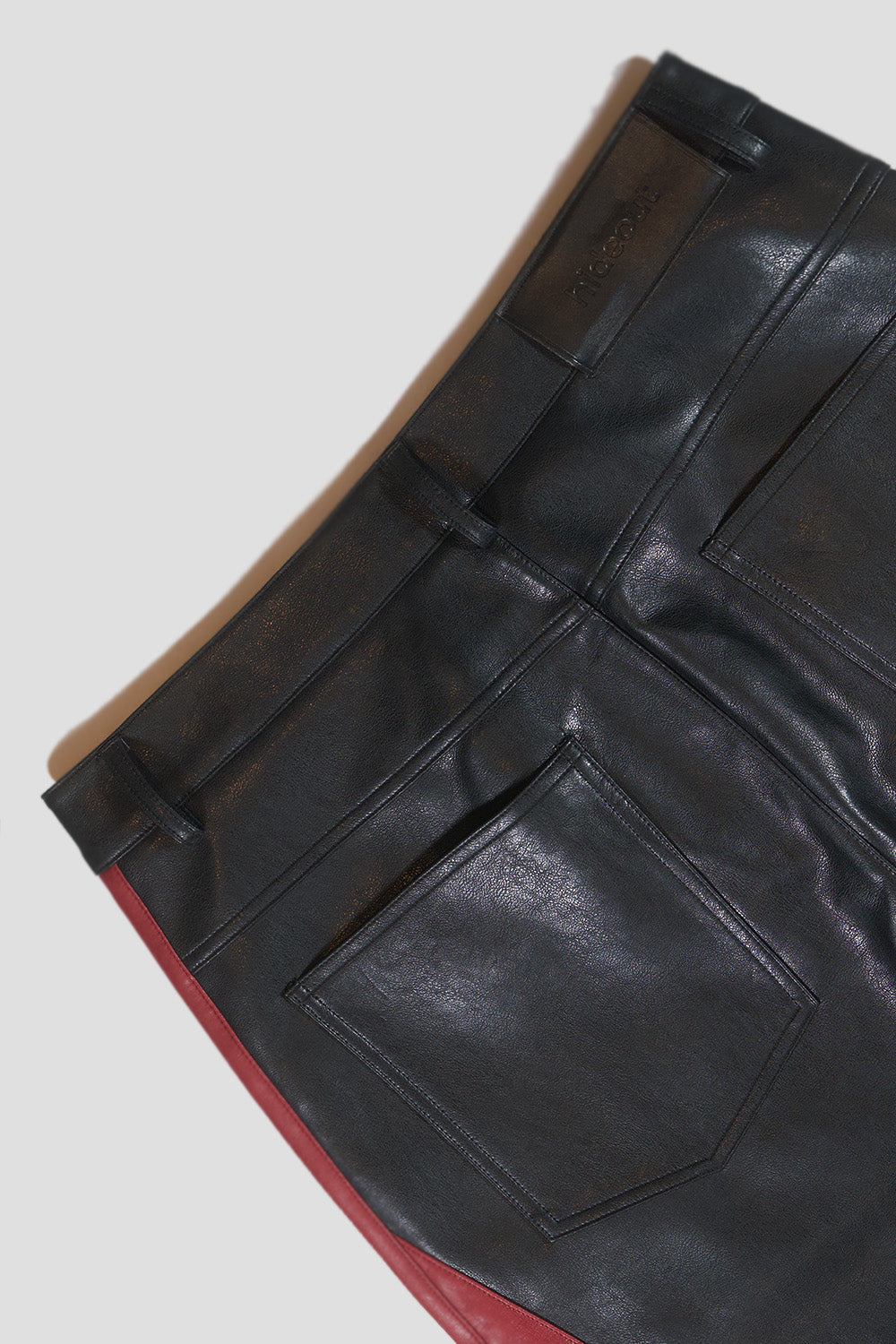 Panel Contrast Vegan Leather Pants
