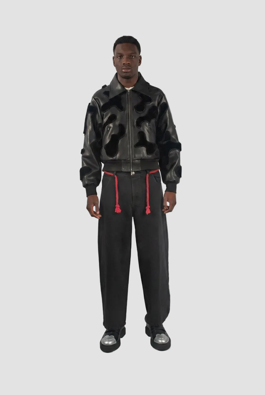 Camouflage Vegan Leather Bomber Jacket