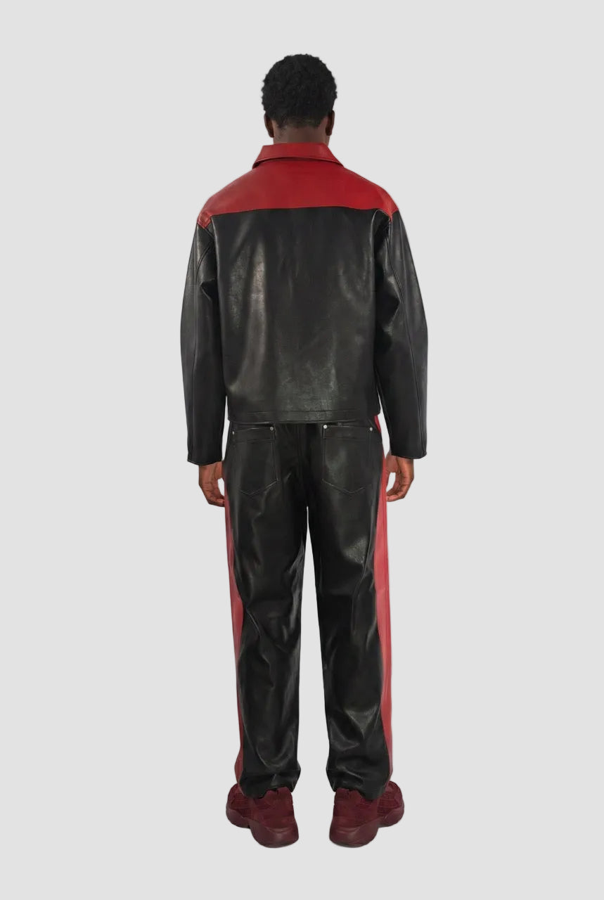 Panel Contrast Vegan Leather Pants