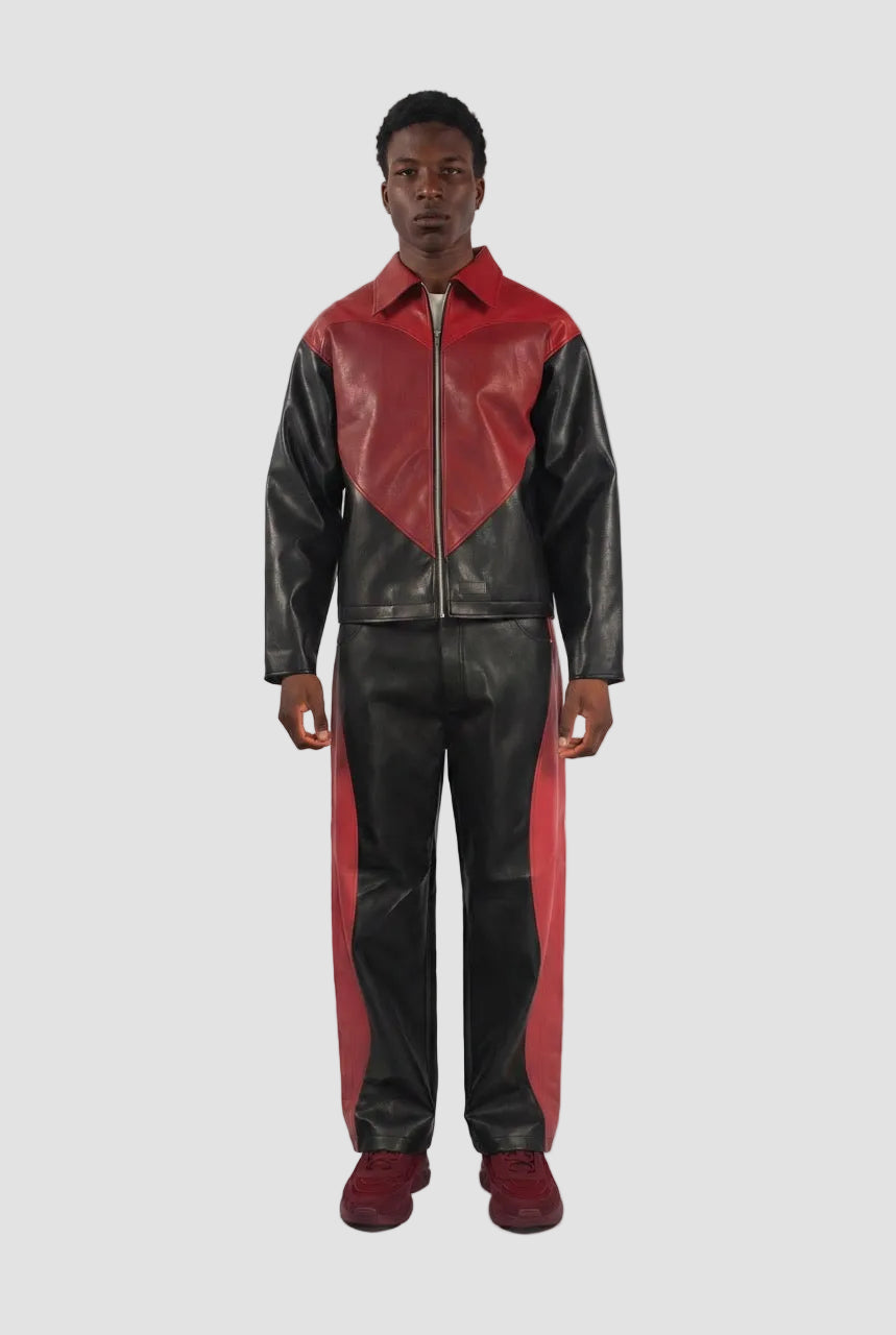 Panel Heart Vegan Leather Jacket