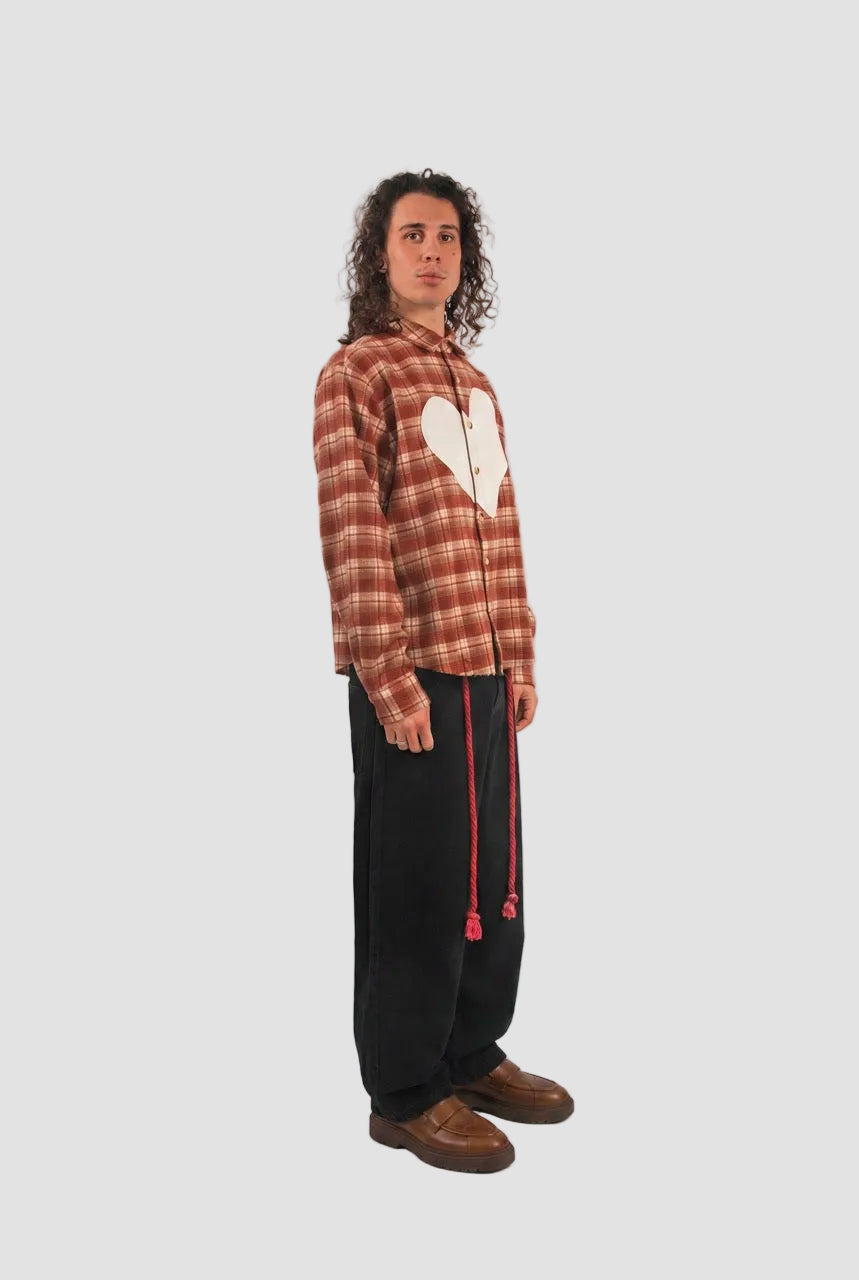 Heart Plaid Flannel Shirt