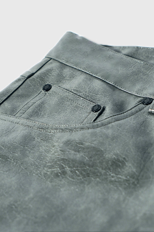 Waxed Faux Leather Comfortable Jeans - The Hideout Clothing