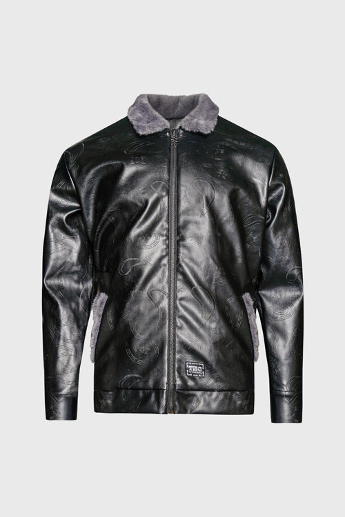 The Hideout Clothing - Zip up Waxed Leather Big Paisley Blouson Jacket