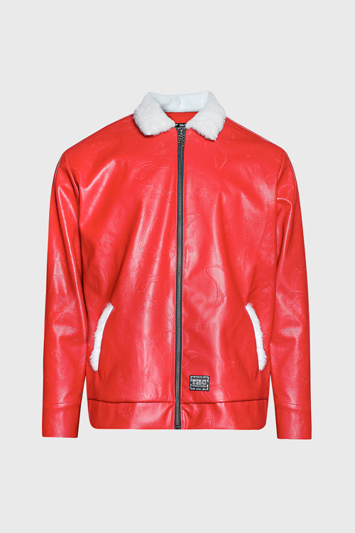 The Hideout Clothing - Zip up Waxed Leather Big Paisley Blouson Jacket