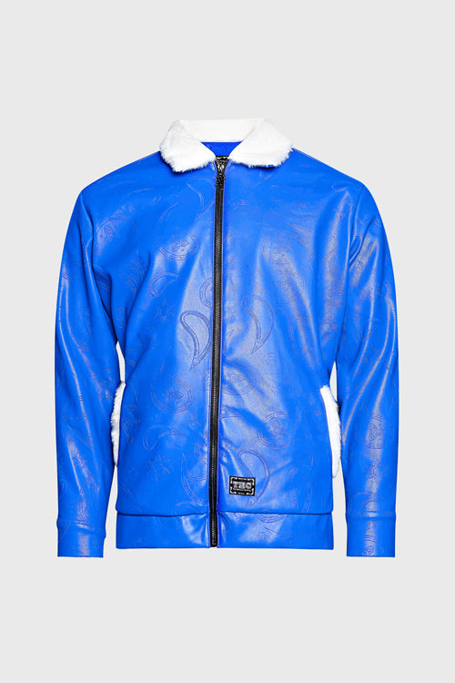 The Hideout Clothing - Zip up Waxed Leather Big Paisley Blouson Jacket