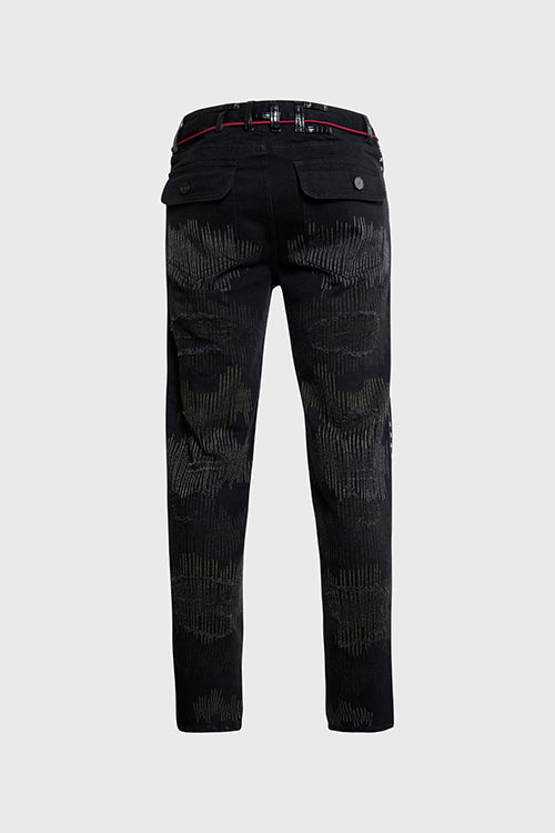 The Hideout Clothing - Embroidery Lines Comfortable Denim Jeans