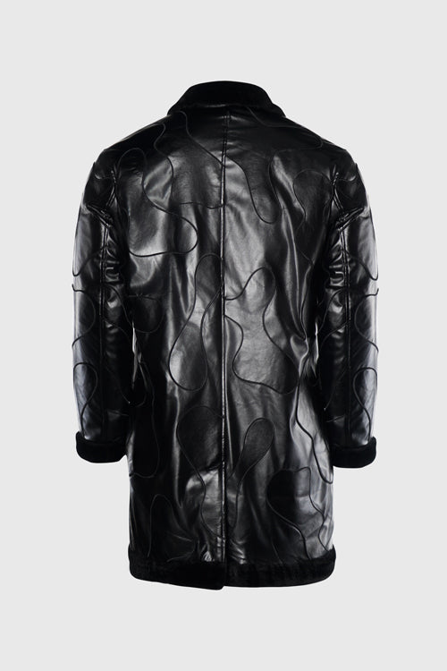 The Hideout Clothing - Metal Logo Faux Lambskin Shearling Coat