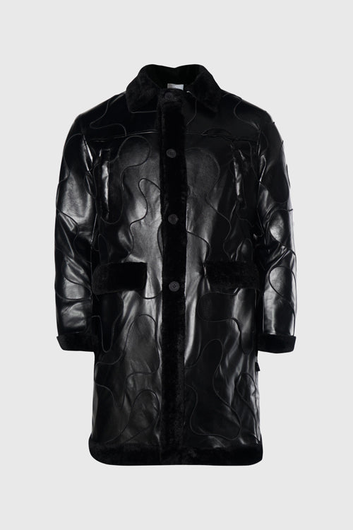 The Hideout Clothing - Metal Logo Faux Lambskin Shearling Coat