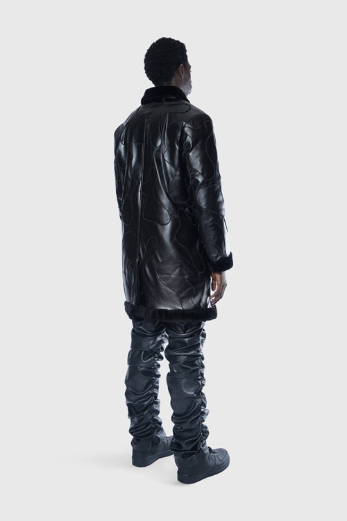 The Hideout Clothing - Metal Logo Faux Lambskin Shearling Coat