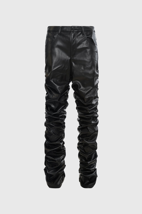 The Hideout Clothing - Metal Logo Pinched Comfortable Faux Lambskin Jeans