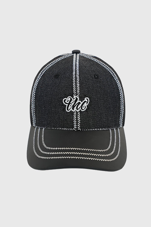 Waxed Faux Leather Brim Denim Dad Cap - The Hideout Clothing