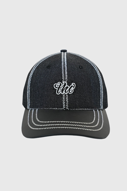 Waxed Faux Leather Brim Denim Dad Cap - The Hideout Clothing