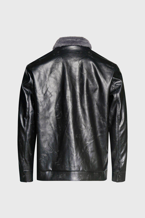 The Hideout Clothing - Zip up Waxed Leather Big Paisley Blouson Jacket