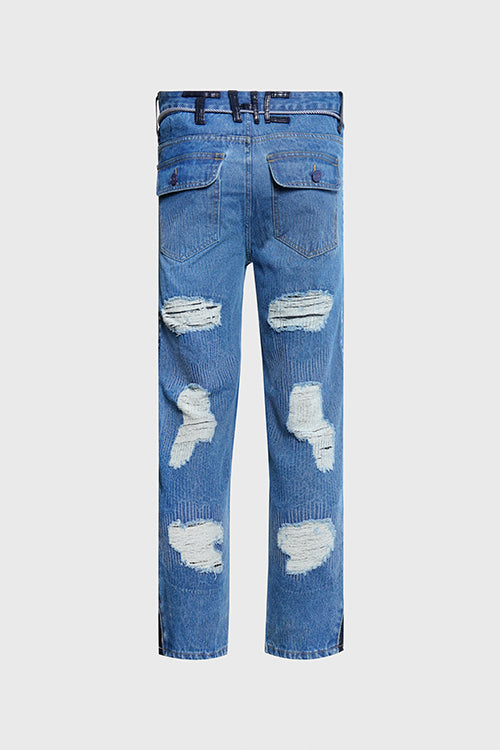 The Hideout Clothing - Embroidery Lines Comfortable Denim Jeans