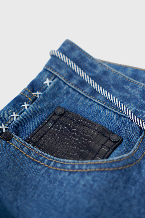 The Hideout Clothing - Embroidery Lines Comfortable Denim Jeans