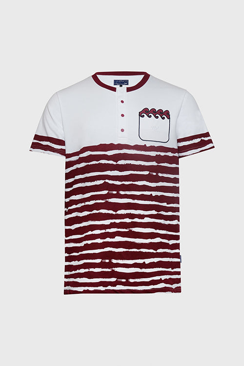 The Hideout Clothing - Striped Waves Henley Pocket Tee