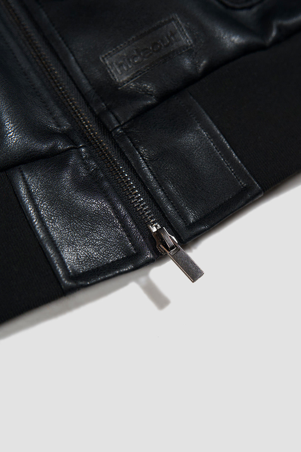 Camouflage Vegan Leather Bomber Jacket black