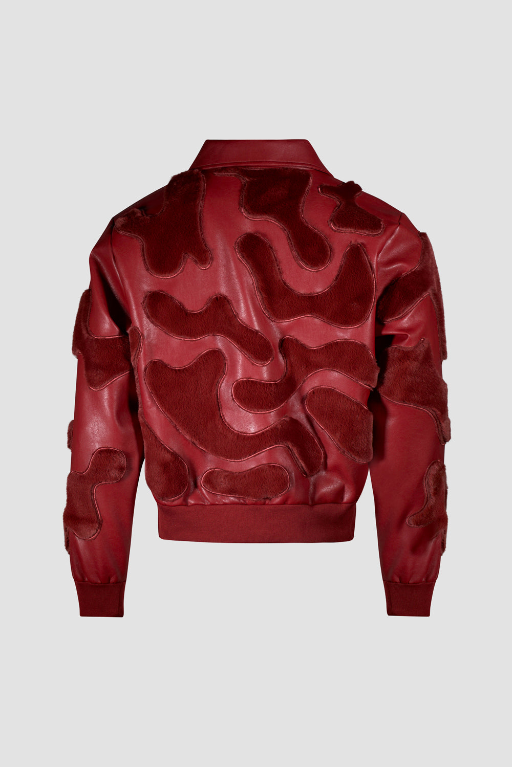 Camouflage Vegan Leather Bomber Jacket red