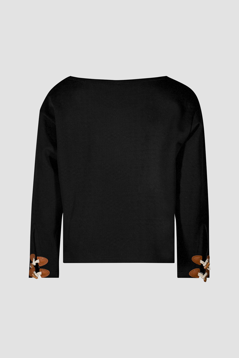 Clasp Wide Neck Long Sleeve Top