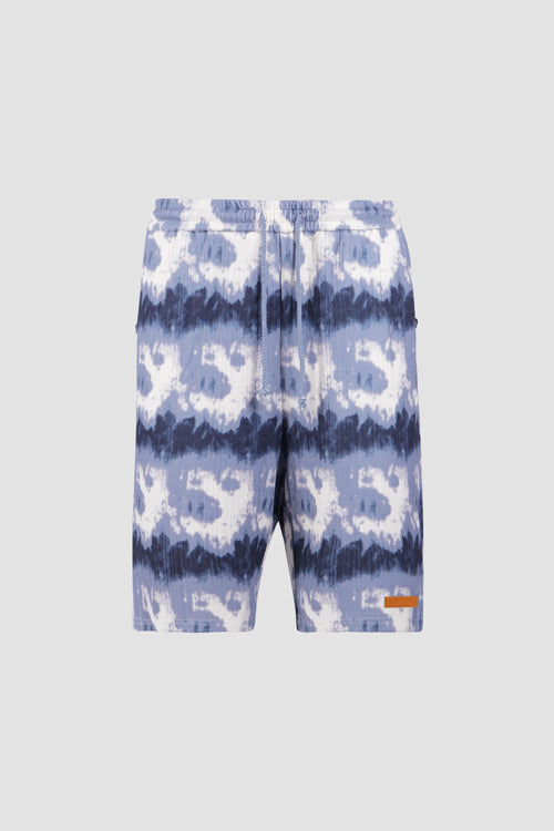 Cloud Pattern Knit Shorts Blue