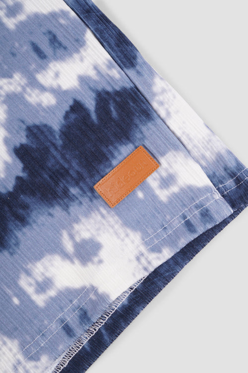 Cloud Pattern Knit Shorts Blue