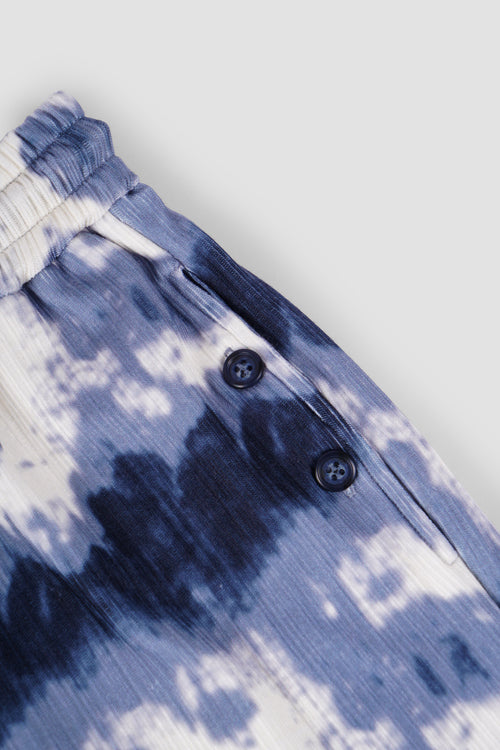 Cloud Pattern Knit Shorts Blue