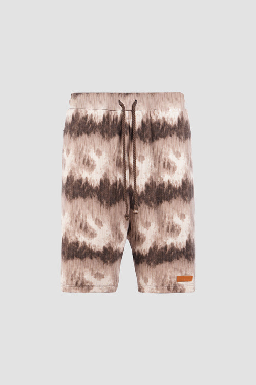 Cloud Pattern Knit Shorts Brown