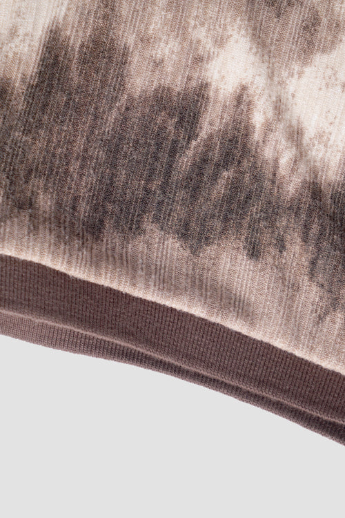 Cloud Pattern Short-Sleeve Knit Polo Shirt Brown