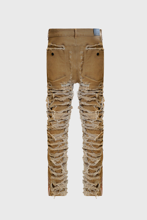 Dawn Damaged Flared Stacked Jeans - The Hideout Clothing