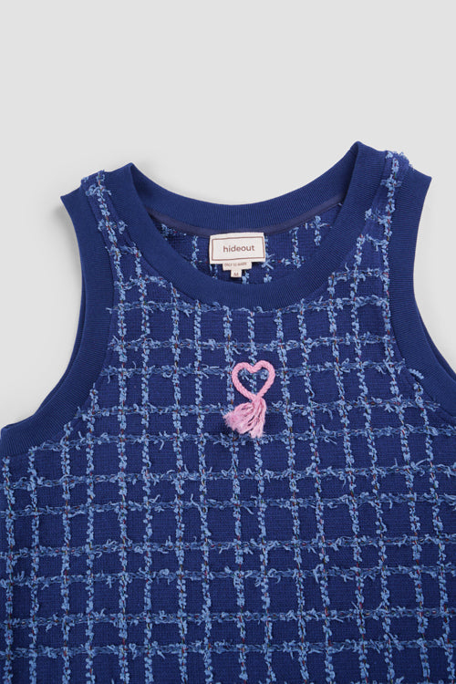 Distressed Heart Tank Top Blue