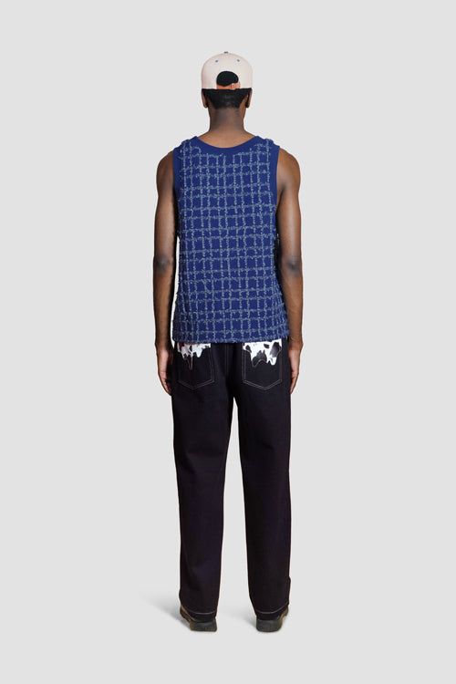 Distressed Heart Tank Top Blue