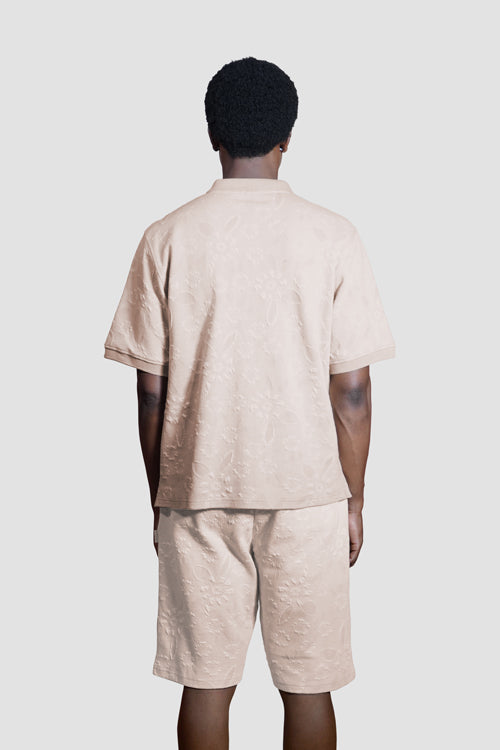 Flower Pattern Textured Knit Shorts
