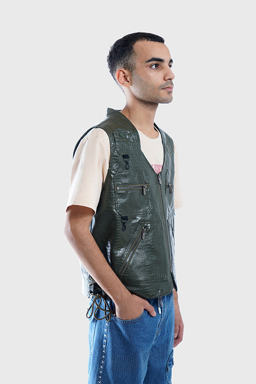 The Hideout Clothing - Crocodile Skin Fisherman Utility Vest