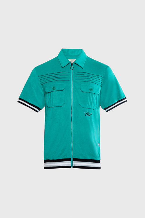 The Hideout Clothing - Racket Club Terry Cloth Cabana Short-Sleeve Zip-up Shirt