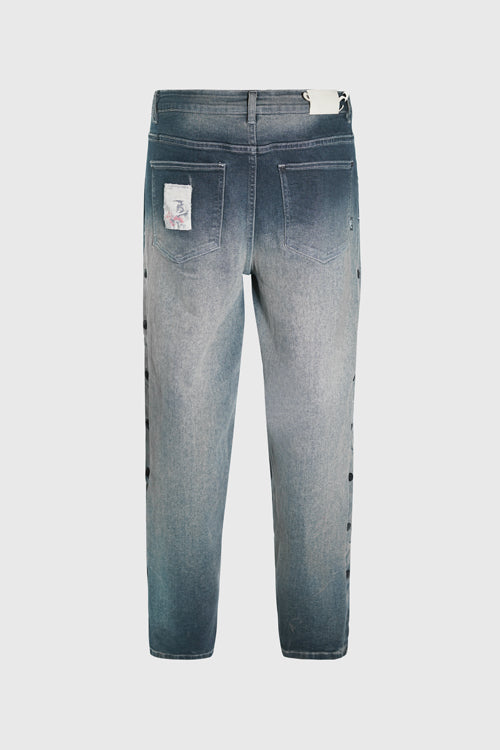 hideout | Opium Stone Wash Open Crochet Denim Jeans
