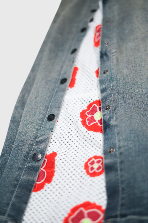 hideout | Opium Stone Wash Open Crochet Denim Jeans
