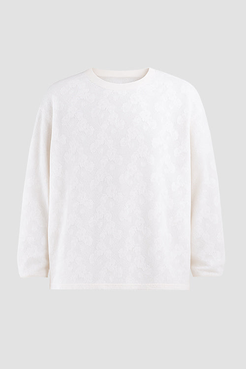 Lace Flower Long Sleeve Tee White
