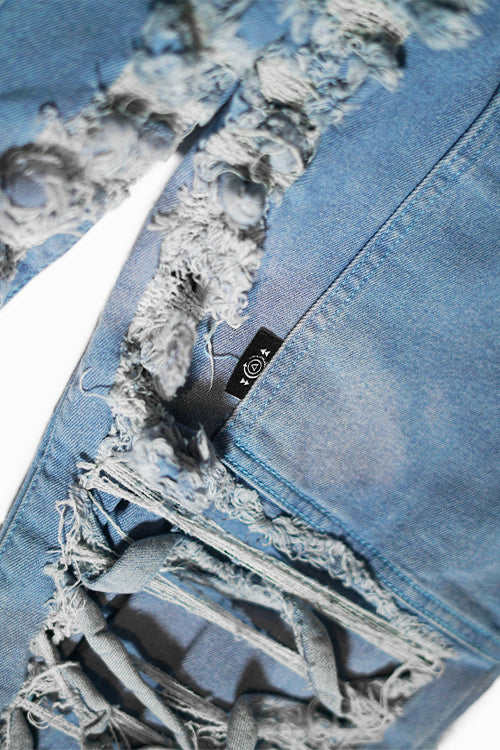 Dawn Damaged Flared Stacked Jeans - The Hideout Clothing